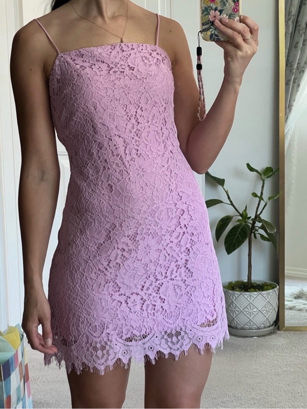 NWT Mi Ami Lavander/Pink Lace Mini Dress Size Small